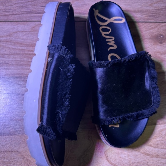 Sam Edelman Black Fringe Slide Sandals - Picture 8 of 12